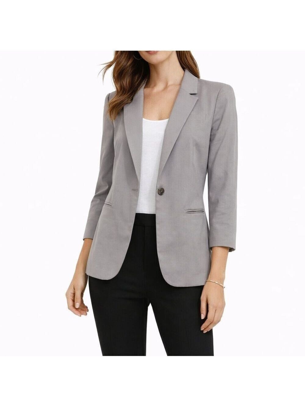 Babaton Aritzia Gray Wool Blend Tailored Blazer | Office Siren Quiet Luxury 0016